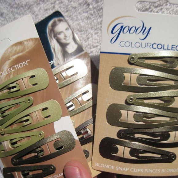 6 Goody Colour Collection Glittery Painted Metal Snap Hair Clips Blonde Brunette - Picture 6 of 16